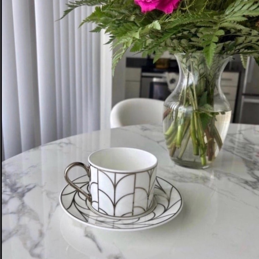 Tiffany & Co Wheat Leaf Cup and saucer White/Platinum
